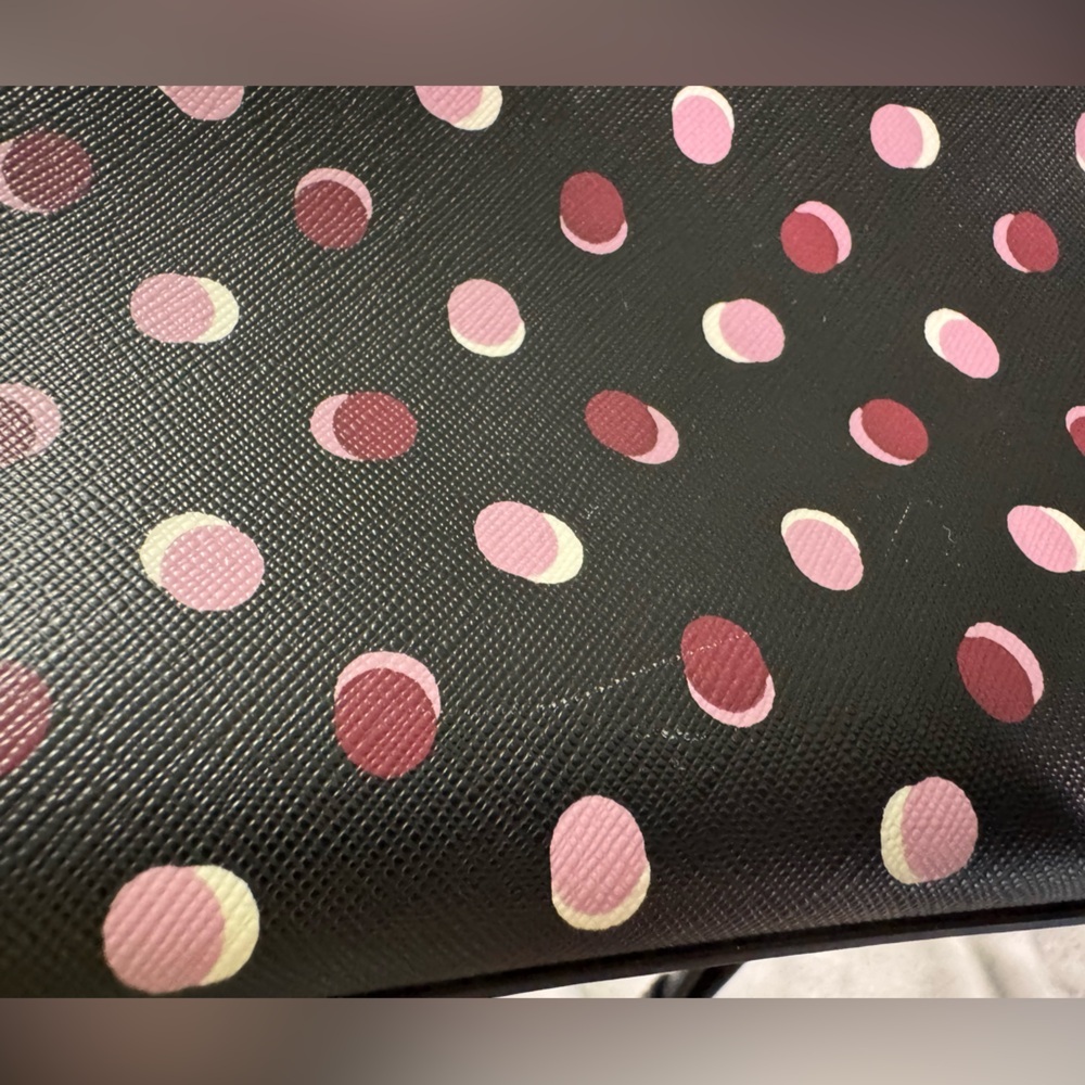Kate Spade Payton Dome Crossbody Fiesta Zip Polka Dots Bag Black w/ Pink/Purple - Picture 12 of 13